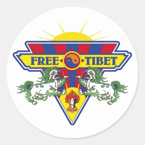 Free Tibet Flag Logo Classic Round Sticker