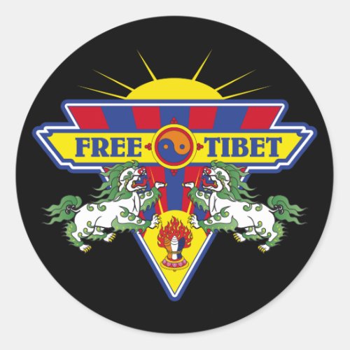 Free Tibet Flag Logo Classic Round Sticker