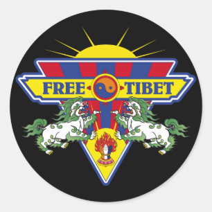 Free Tibet Flag Logo Classic Round Sticker