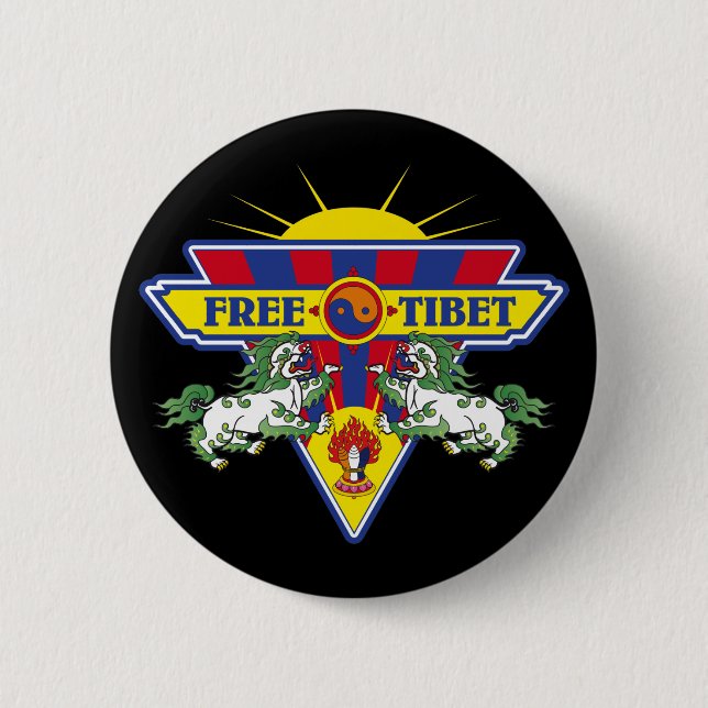 Free Tibet Flag Logo Pinback Button (Front)