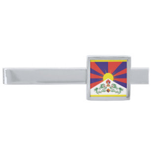 Free Tibet flag Silver Finish Tie Bar
