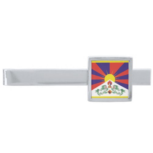Free Tibet flag Silver Finish Tie Bar