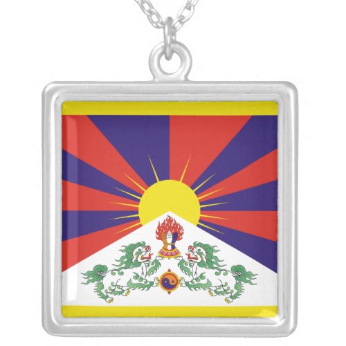 Free Tibet flag Silver Plated Necklace
