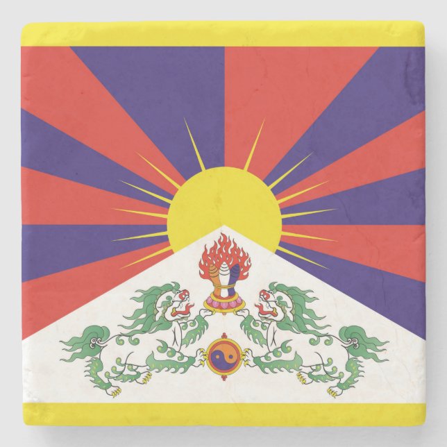 Free Tibet flag Stone Coaster (Front)