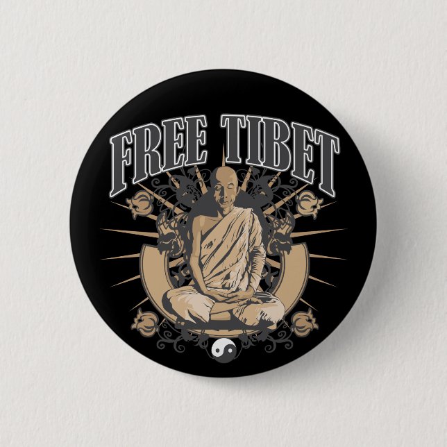 Free Tibet Monk Button (Front)