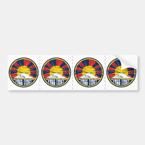 Free Tibet Round Grunge Bumper Sticker