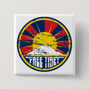 Free Tibet Round Grunge Button