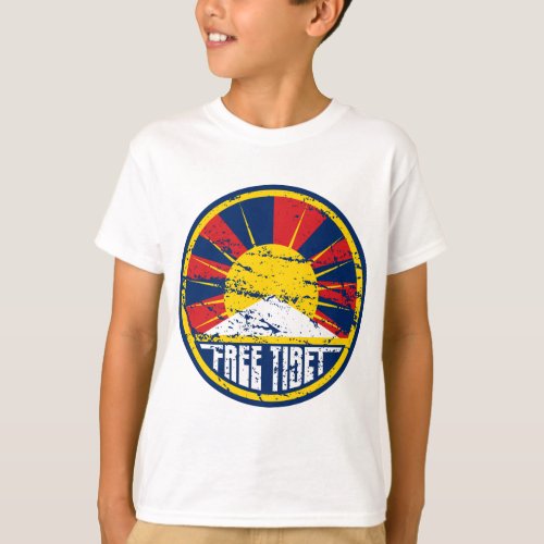Free Tibet Round Grunge T_Shirt