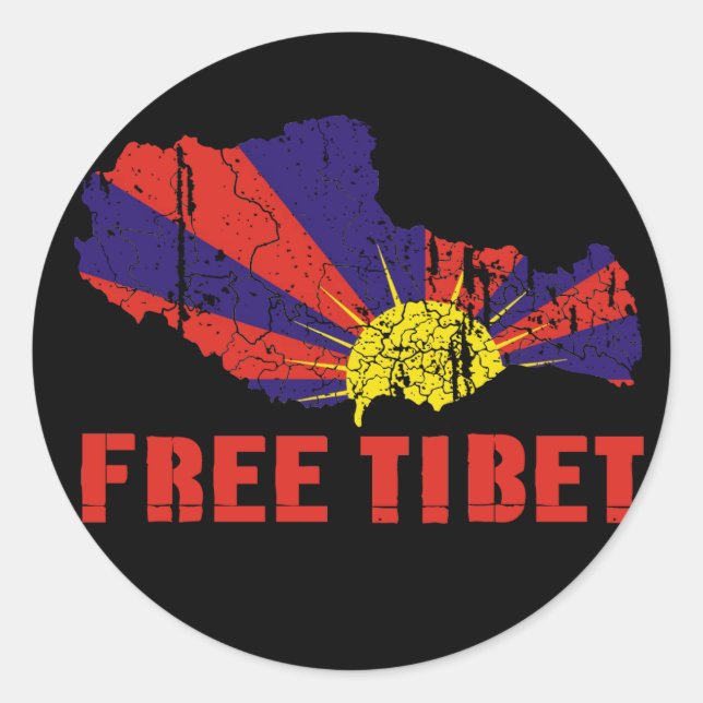 FREE TIBET T-SHIRTS & GEAR CLASSIC ROUND STICKER (Front)
