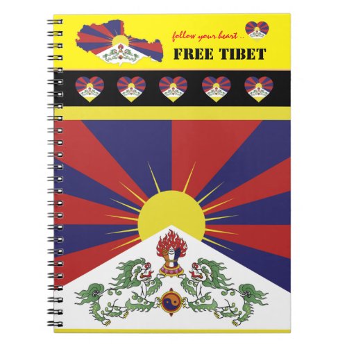 Free Tibet  Tibetan Flag Map Heart Tibet Notebook