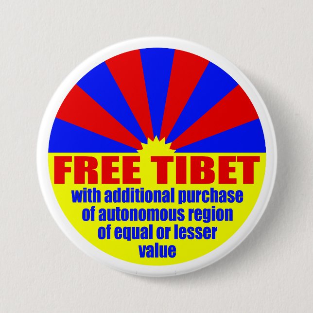 Free Tibet -- with... (Metal Pinback Button) Button (Front)