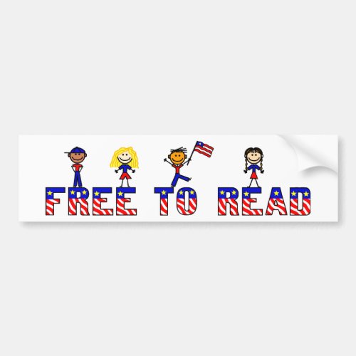 Free to Read w Stick Kids Bumper Sticker