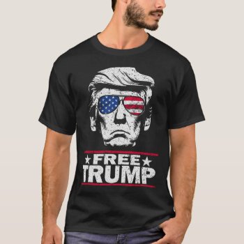 Free Trump 2024 American Flag Sunglasses Mugshot T-shirt by etopix at Zazzle