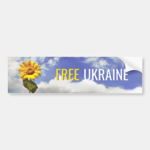 Free Ukraine Blue Yellow Sunflower Peace Bumper St Sticker