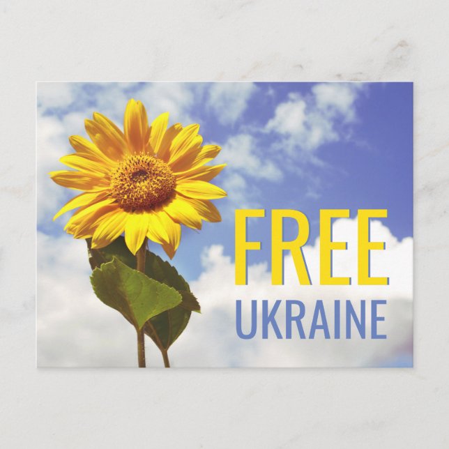 Free Ukraine Blue Yellow Sunflower Peace Postcard (Front)