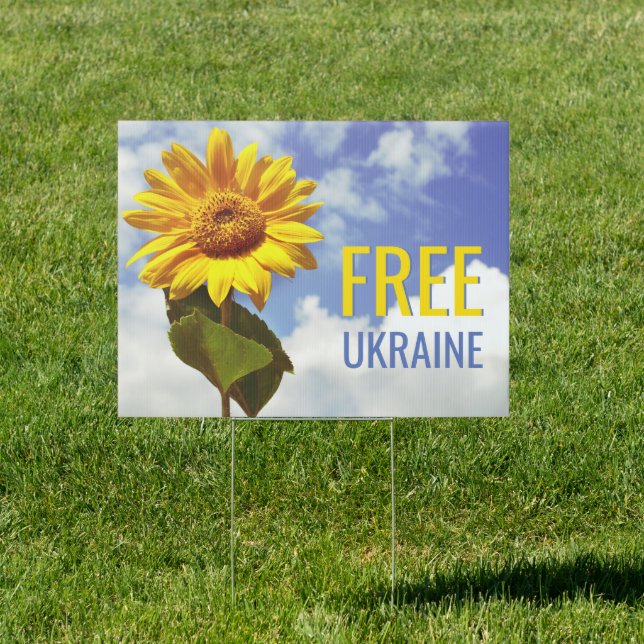 Free Ukraine Blue Yellow Sunflower Peace Sign (Insitu)
