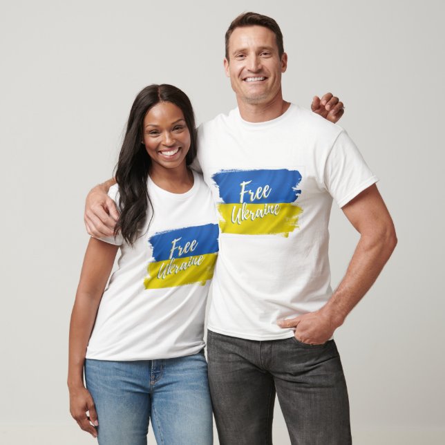 Free Ukraine Brushstroke Flag T-Shirt (Unisex)