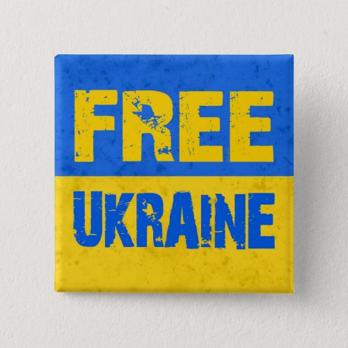 Free Ukraine Grunge Flag Button