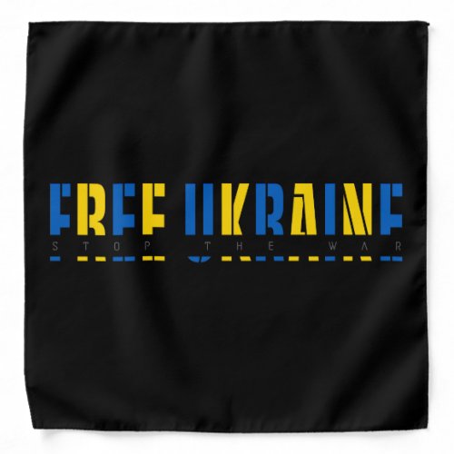 Free Ukraine on Black Background Bandana