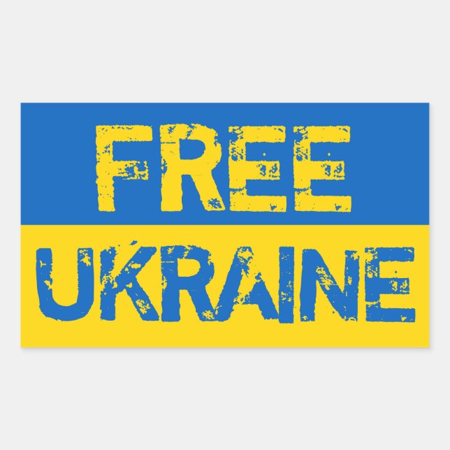 Free Ukraine Rectangular Sticker (Front)