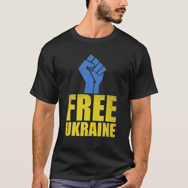 Free Ukraine Stand With Ukraine Ukrainian Flag, Su T-Shirt (Front)