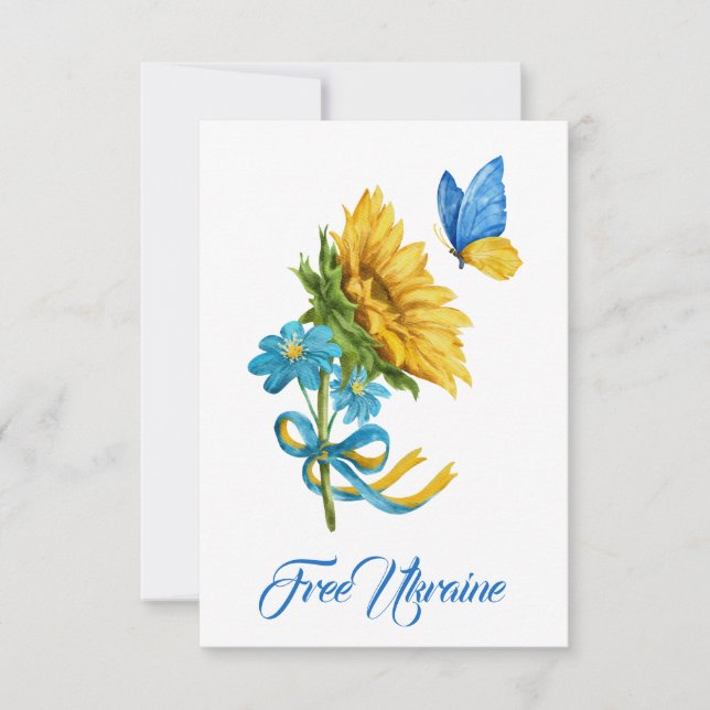 Free Ukraine Sunflower & Butterfly Card (Front)