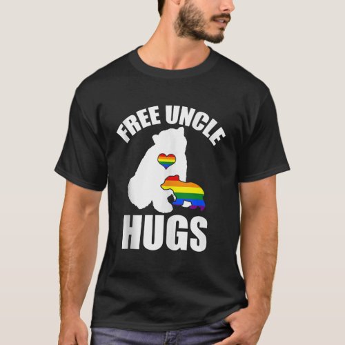 Free Uncle Hugs Bear Pride LGBT Flag Gay Be Lesbia T_Shirt