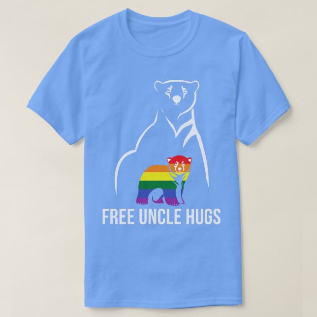 Free Uncle Hugs Gay Pride LGBT Rainbow Men T-Shirt (Design Front)