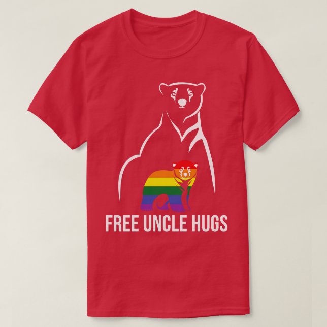 Free Uncle Hugs Gay Pride LGBT Rainbow Men T-Shirt (Design Front)
