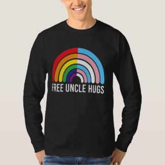 Free Uncle Hugs Rainbow Transgender Flag LGBTQ Gay T-Shirt