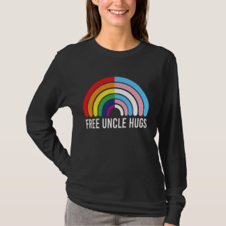 Free Uncle Hugs Rainbow Transgender Flag LGBTQ Gay T-Shirt