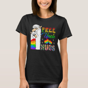 Free Uncle Hugs Two Llamas Proud Lgbt Supporter  F T-Shirt