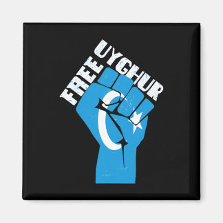 Free Uyghur Resist Fist With Uyghur Flag  Magnet