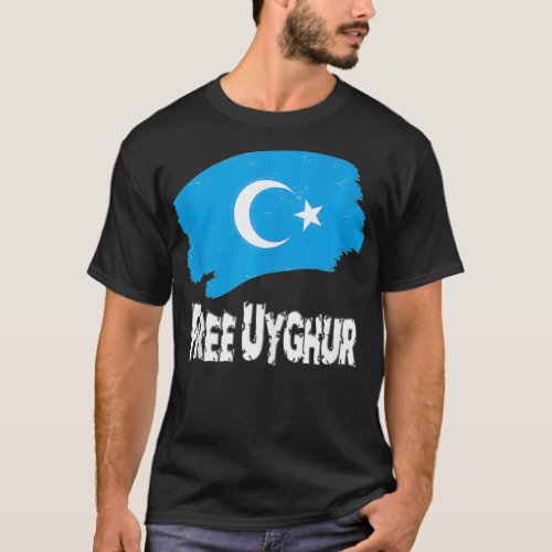 Free Uyghur With Uyghur Flag  T_Shirt