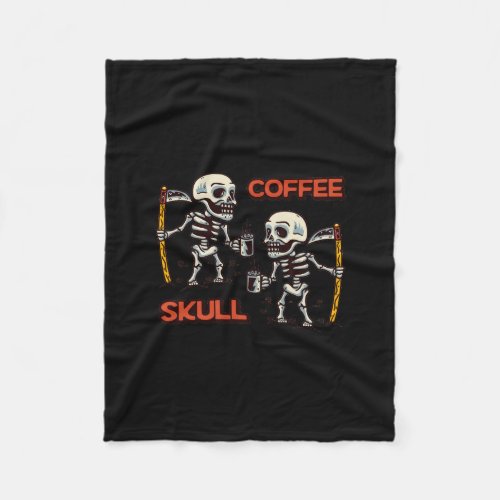 Free vector coffee with two skull modern style fleece blanket