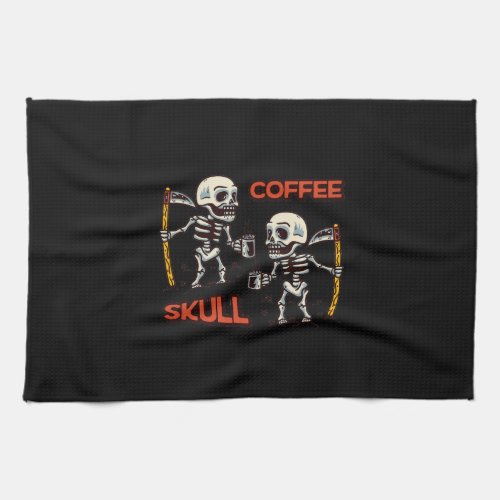 Free vector coffee with two skull modern style kitchen towel