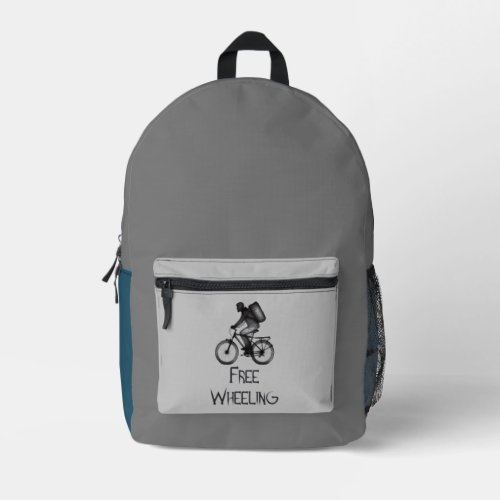 free wheeling cyclist printed backpack