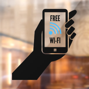 Free Wi-Fi Coffee Donut Shop Business Cell Phone Window Cling