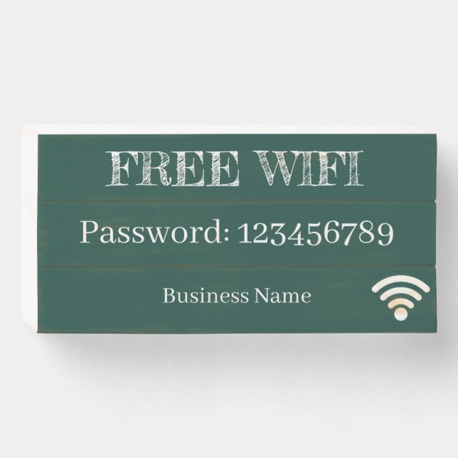 Free WiFi Chalkboard Look Wood Box Sign (Front Horizontal)