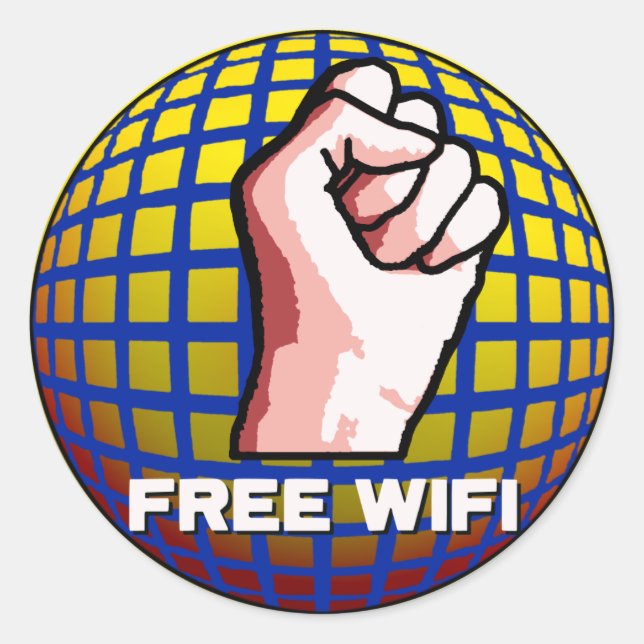 Free WiFi Classic Round Sticker (Front)