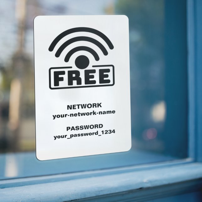 Free WIFI Connect Network & Password White Window Cling (Creator Uploaded)