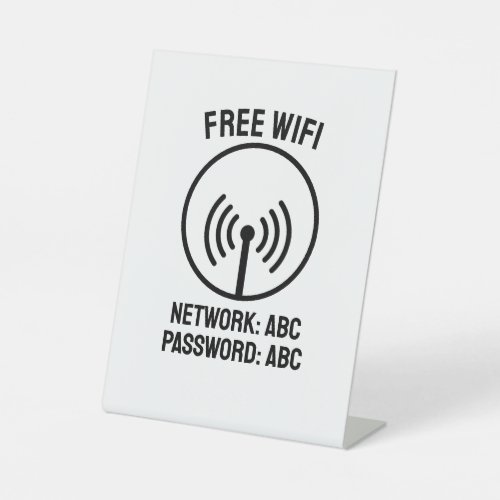 Free Wifi Editable Network Password Business Black Pedestal Sign
