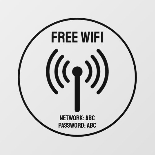 Free Wifi Editable Network Password Business Black Wall Decal