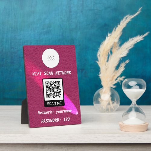 Free Wifi QR Code Pink Leather  Comet Streaks Plaque