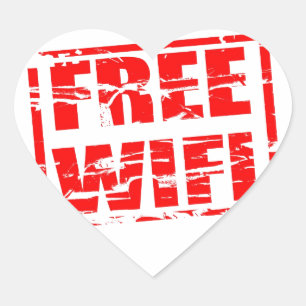 Free wifi red rubber stamp effect heart sticker