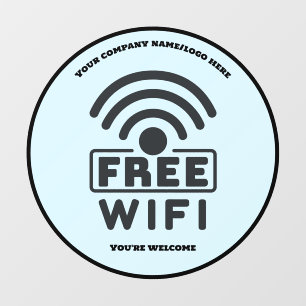Free Wifi with editable company name and message Wall Decal