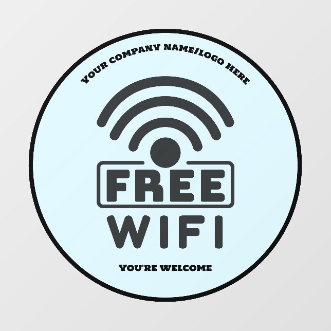 Free Wifi with editable company name and message Wall Decal (Front)