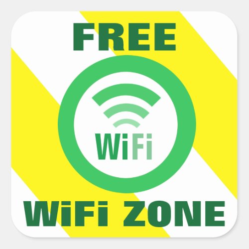 Free WiFi Zone Sign Square Sticker