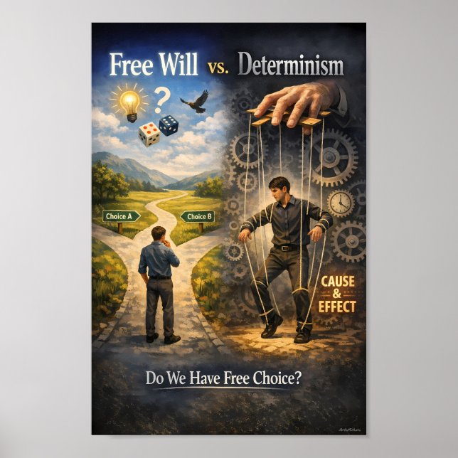 Free Will and Fate Thought Debate Poster (Front)