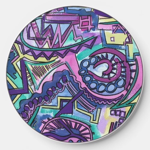 Free Will_Colorful Hand Painted Abstract Art Wireless Charger